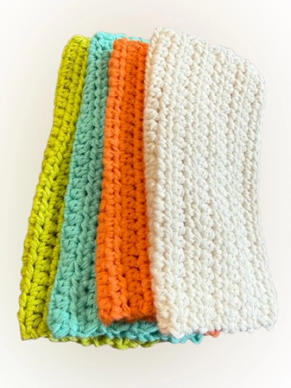 Handmade Crochet 100% cotton Dishcloths Set of 4 Colorful Kitchen Washcloths